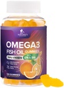 Omega 3 Fish Oil Gummies - 3X Strength Heart Health Support - High Absorption Omega 3 Fish Oil Gummies Supplement med DHA & EPA - Fælles & Brain Support til voksne - Tasty Orange Flavor - 120 Gummies