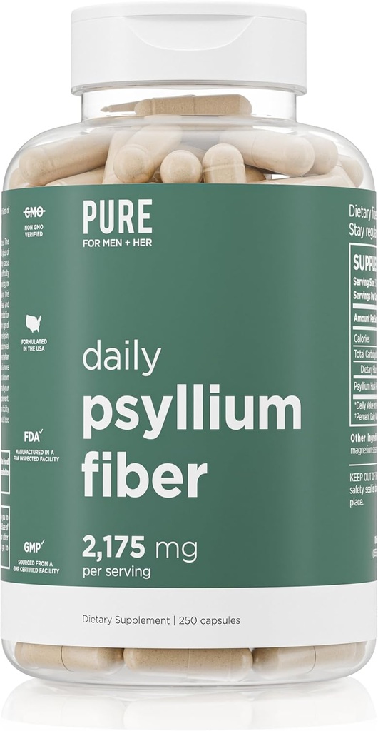 Rene for mænd Daily Psyllium Husk Fiber supplement Rene for hende 124; fordøjelsesmæssig regularitet & Gut Health Support