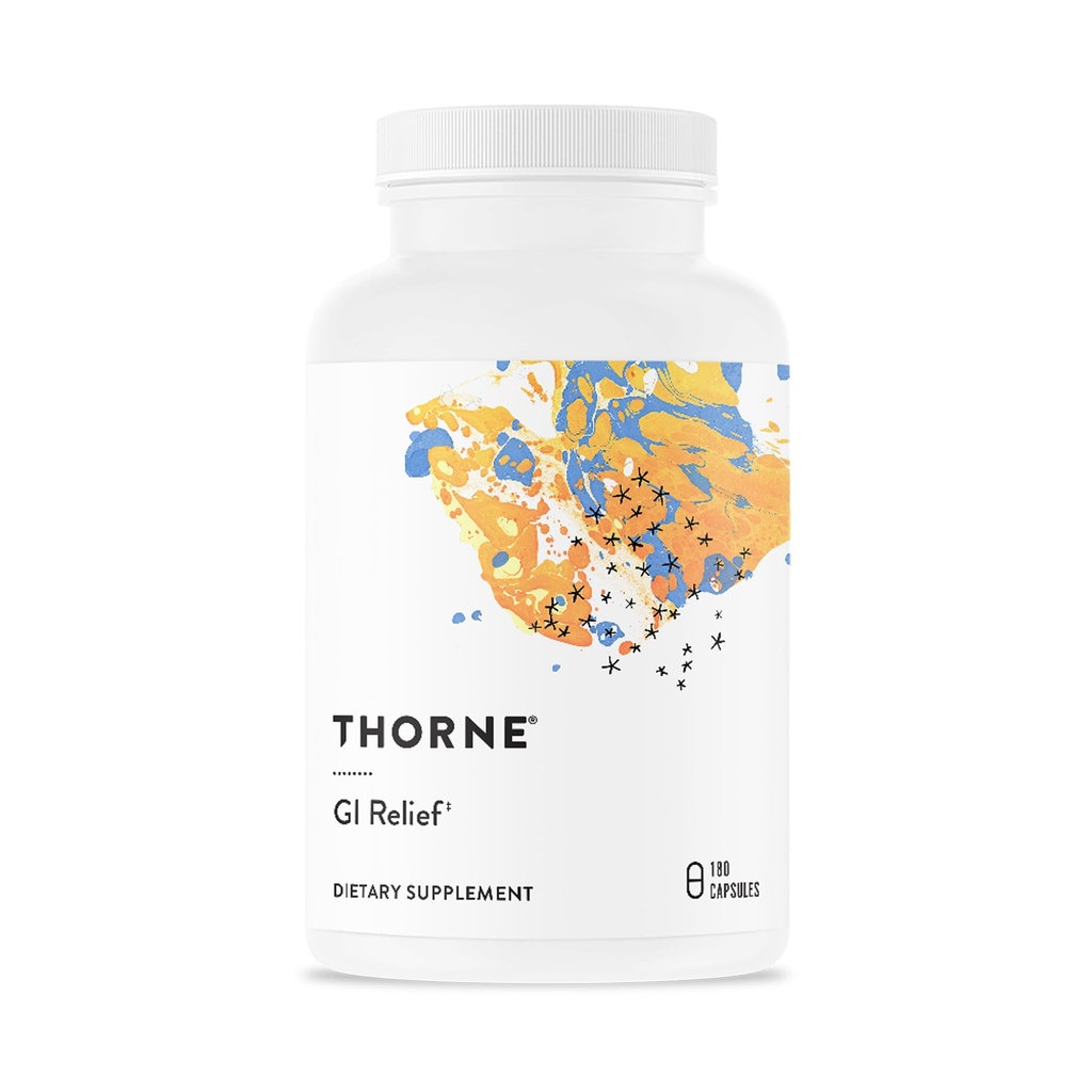THORNE - GI Relief - fordøjelsestillæg - understøtter Gut Health & Bloating Relief * - Formuleret med Marshmallow Root, Aloe Vera Gel, DGL & Slippery Elm Bark - 90 Serveringer