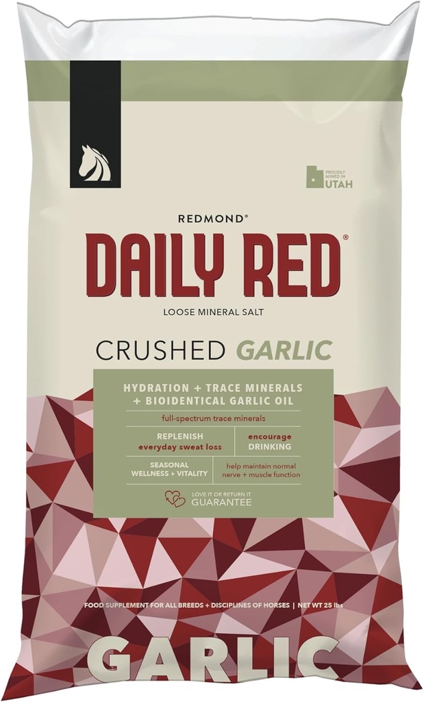 Daglig RED Knust hvidløg - Mineral supplement til heste (25 LB hvidløg)