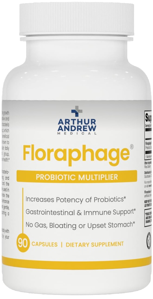 Arthur Andrew Medical, Floraphage, Prebiotic Formel og Probiotic Multiplier, 90 Kapsler