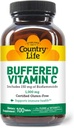Country Life Buffered Vitamin C 1000mg med Bioflavonoider, Calcium, Magnesium, Kalium - immunforsvar, Vegankapsler, Glutenfri, Tænde på Mave - 100 tabletter