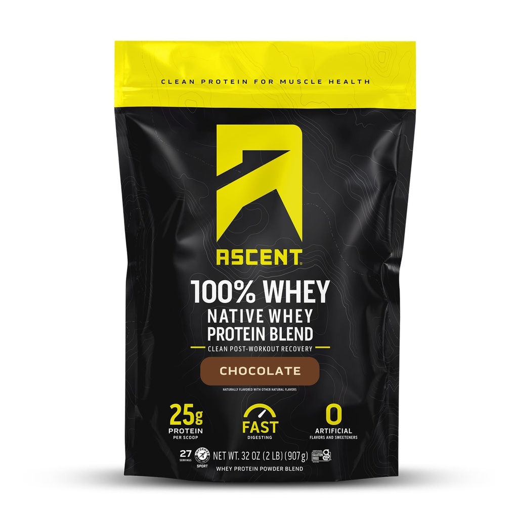 Aduft 100% Whey Protein Powder - Post Workout Whey Protein Isolate, Zero Kunstig Artificial Artificial Flavors & Sweeteners, Gluten Free, 5.5g BCAA, 2.6g Leucin, Essential Aminosyrer, Chokolade 2 LB