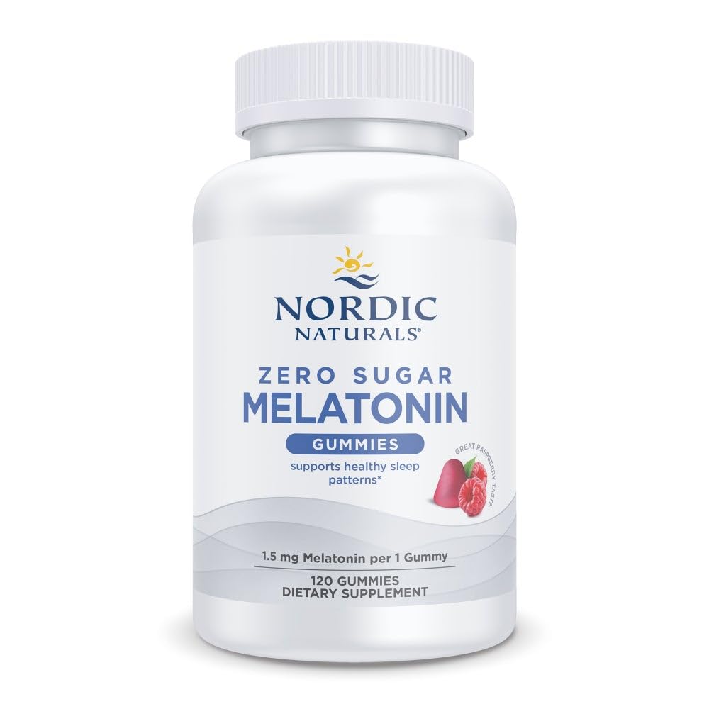 Nordic Naturals Zero Sugar Melatonin Gummies, Raspberry - 120 Gummies - 1,5 mg Melatonin - Great Smag - Resistful Sleep, Antioxidant Support - Non- GMO, Vegan - 120 Servere