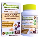 Peruvian Maca Root Capsules 150 ct. Kraftfuld Maca Blend af gul rød & sort Maca Root med sort peber. Alle naturlige nonGMO Vegan ingen stearate ingen ris pulver ingen silica ingen Fylder