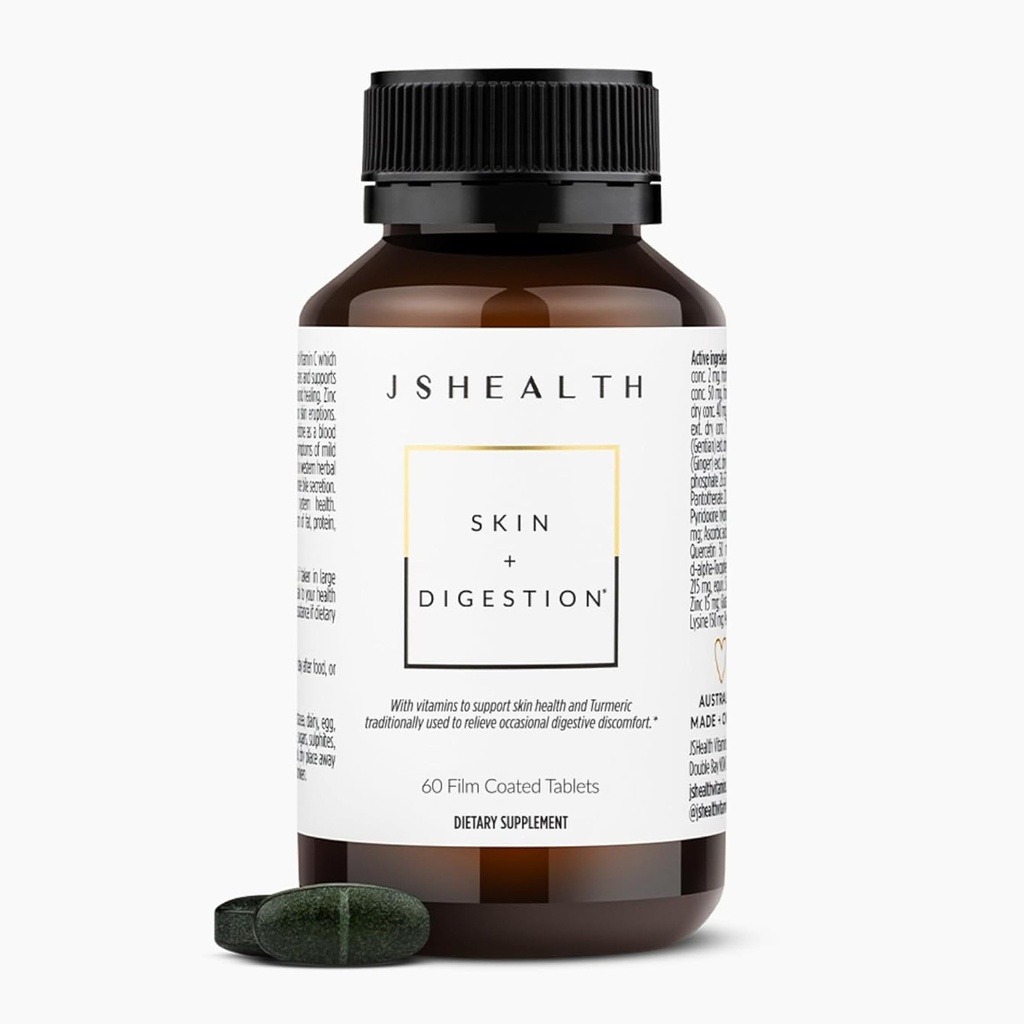 JSHealth Vitaminer Hud og fordøjelse Formelle 124; Hud supplement med Zink124; Burdock Gurkemeje 124; Clear Sund Skin
