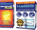 Lipozen vægttab piller Dobbelt pakke og MetaboUp Plus termogent supplement - Appetite Suppressant