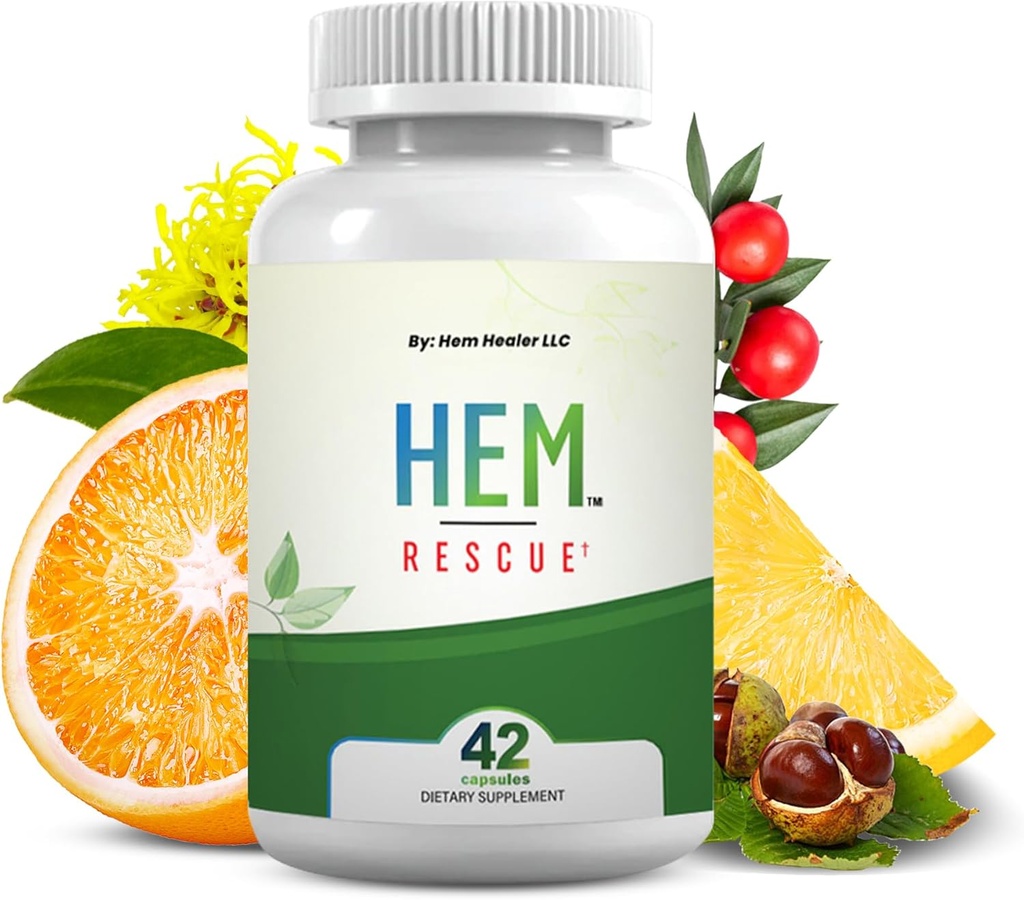 Hem Rescue Hæmorroid Behandling supplement - Alle naturlige, reducerer ubehag & hævelse, øger blodgennemstrømning, Oral botanisk blend, Made in USA - (1 flaske pakke)