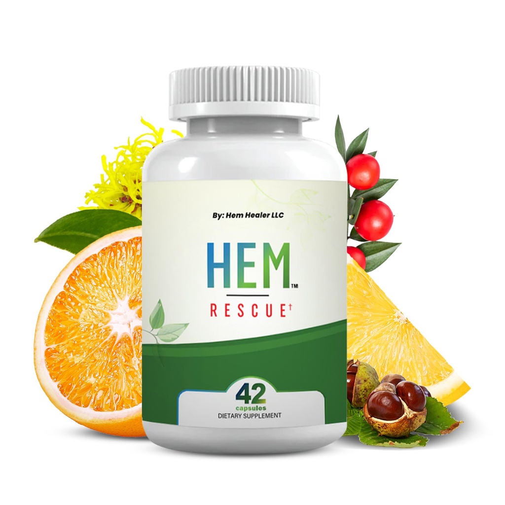 Hem Rescue Hæmorroid Behandling supplement - Alle naturlige, reducerer ubehag & hævelse, øger blodgennemstrømning, Oral botanisk blend, Made in USA - (1 flaske pakke)