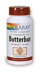 SOLARAY Butterbur Root Extract 50 mg 1 124; Støtte til sund vaskulær glat muskel, blodgennemstrømning, respiratorisk funktion & Urinary System Health