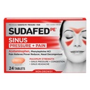 Sudafed PE Sinus Pressure Relief Plus Pain Relief Tablets, Maximum Strength, Non-Drowsy Decongestant, OTC Sinus Medicine with Acetaminophen and Phenylephrine HCl Nasal Decongestant, 24 CT