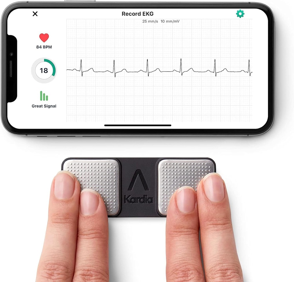 KardiaMobile 1- Lead Personal EKG Monitor - Record i hjemmet - Detekterer AFib & uregelmæssige arytmier - Nem resultater i 30 sekunder - virker w / De fleste smartphones