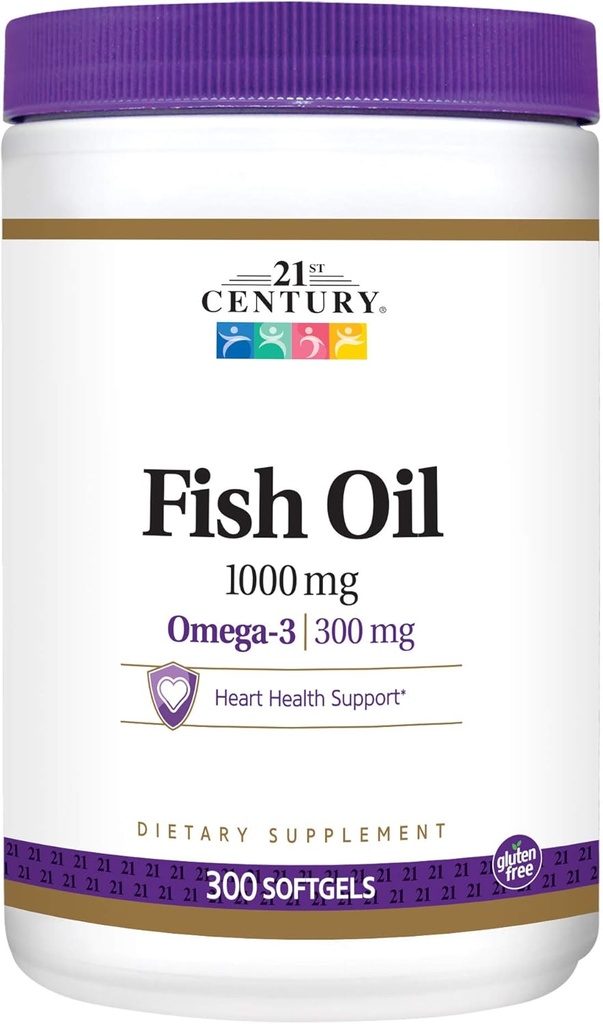 21. Century Fish Oil 1000 mg Softgels, 300- Count (pakke med 3)