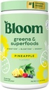 Bloom Nutrition Superfood Green Powder, fordøjelsesenzymer med Probiotika og Prebiotika, Gut Health, Bloating Relief for Women, Chlorella, Green Juice Mix med Beet Root Powder, 25 SVG, Ananas