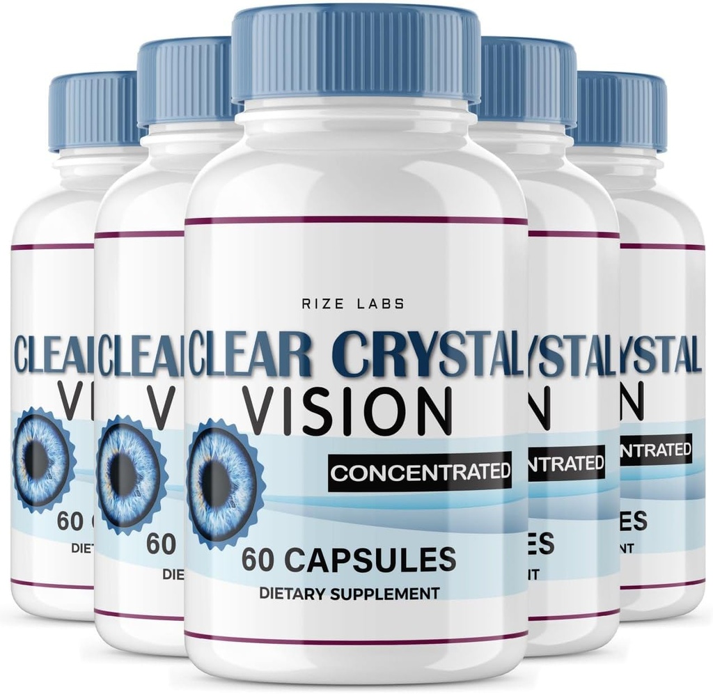 rize laboratorier (5 Pack) Clear Crystal Vision Supplement, Clear Crystal Vision for Blurry Eyes, ClearCrystal Vision til at støtte sunde øjne funktioner, Clear Crystal Vision Formel Anmeldelser (300 kapsler)