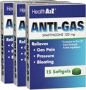 HealthA2Z ® Gas Relief Simethicone Yep 124; 125mg Yep 124; Relieves from Mave Discomfort and Gas Mep 124; Anti Flatulence Mep 124; Relieves Gas Fast and Bloating (15 Counts (Pack of 3))