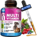 Kat & hund Multivitamin Væske med Glucosamin & Cranberry Medicine 124; 15 i 1 Health Supplements for Urinary Tract Nyre, Bstige, Hip & Joint, Skin & Coat Medicine 124; Natural UTI Medicine Made in USA (60 ml)