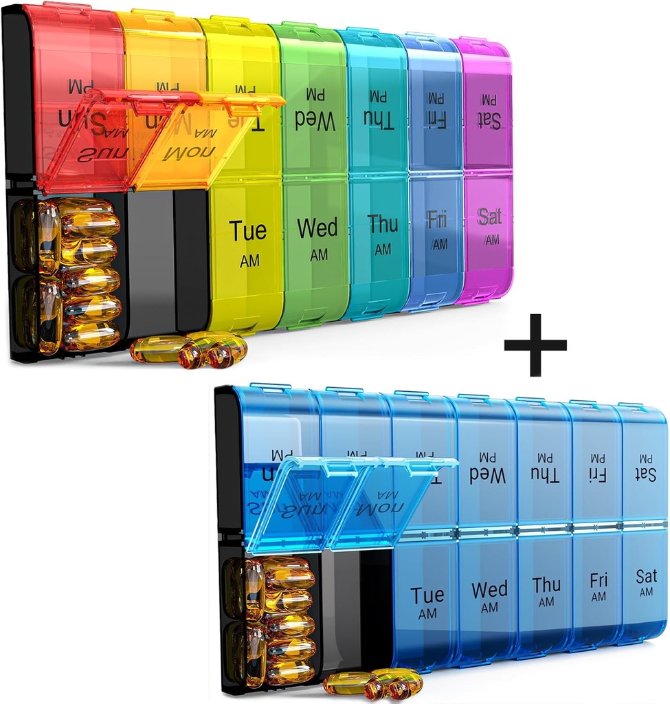 Ekstra Stor Pill Organizer 2 gange om dagen, Ugentlig XL AM PM Pill Case, 7 dag Pill Box To gange om dagen