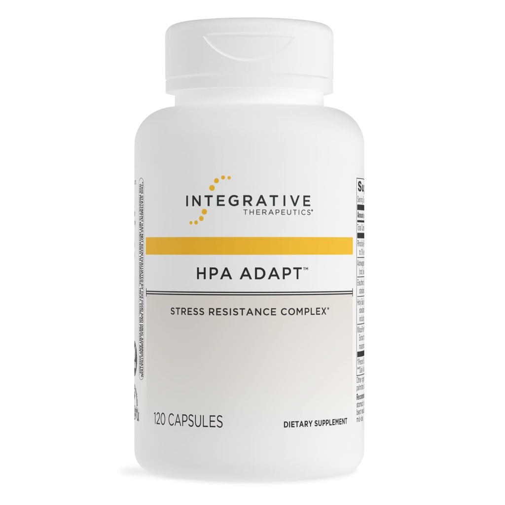 Integrativ terapi HPA Adapt - Adaptogen Supplement for Stress Support * - Inkluderer Ashwagandha, Rhodiola & andre Adaptogene Urter * - Vegan, Dairy- Free & Gluten- Free - 120 Kapsler