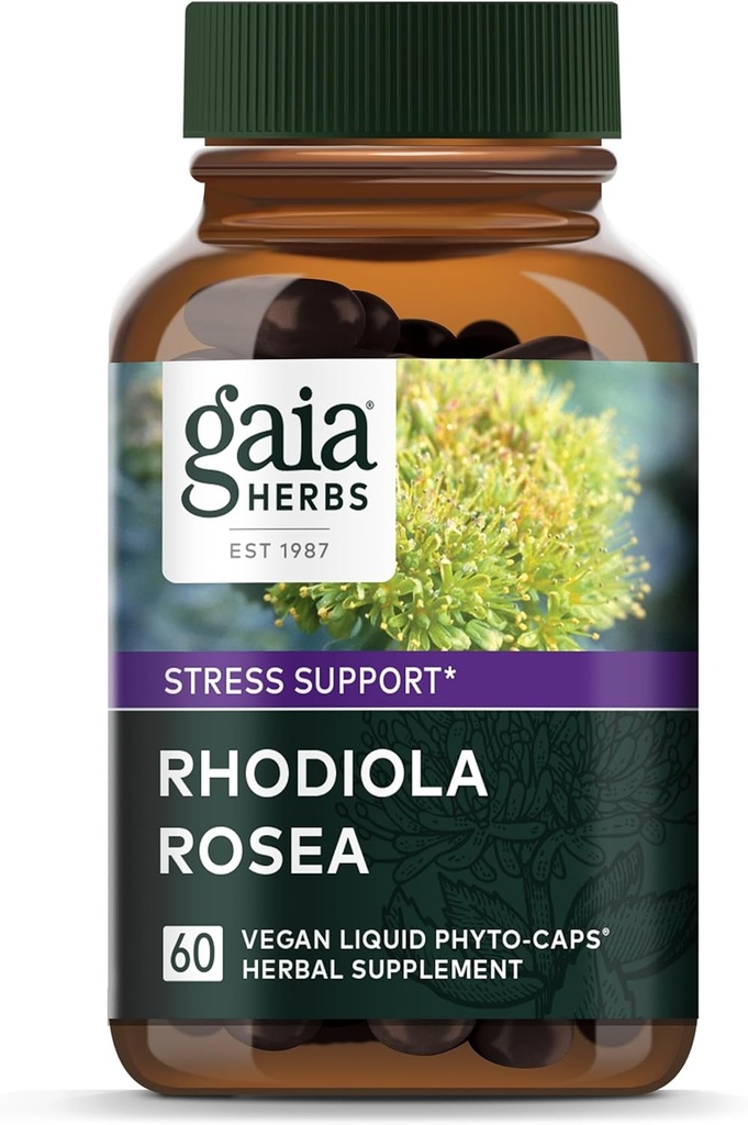 Gaia urter Rhodiola Rosea - Stress Support Traditionelt til støtte sund Stamina & Endurance - med Siberian Rhodiola Root Extract * - 60 Vegansk flydende Phyto- kapsler (30-dages forsyning)
