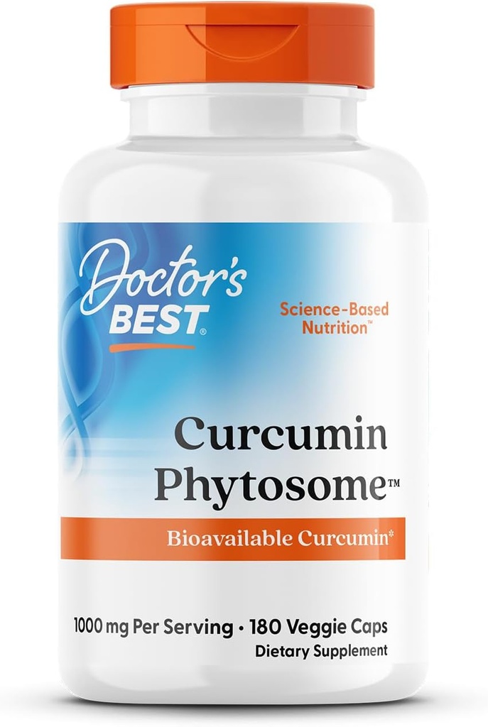 Læger Bedste Curcumin Phytosome, Bioavailable Curcumin, Non- GMO, Gluten Free, Soy Free, Vegan, 1000mg, 180 Veggie Caps