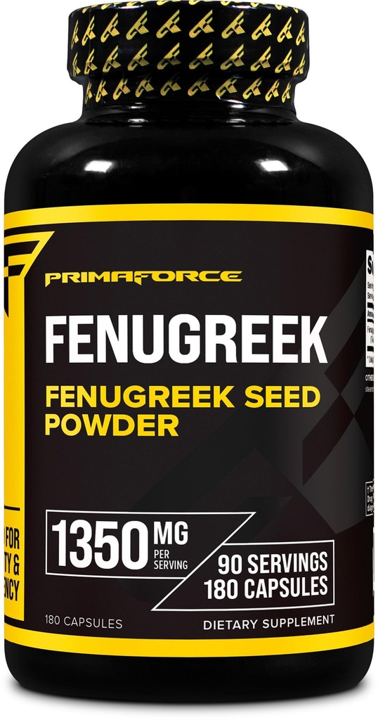 Primaforce Fenugreek Seed Kapsler (180 Kapsler / 1350mg Per Servering, 2 Kapsler Servering) - Premium Herbal supplement for mænd og kvinder, ikke-GMO, Gluten Free Supplement