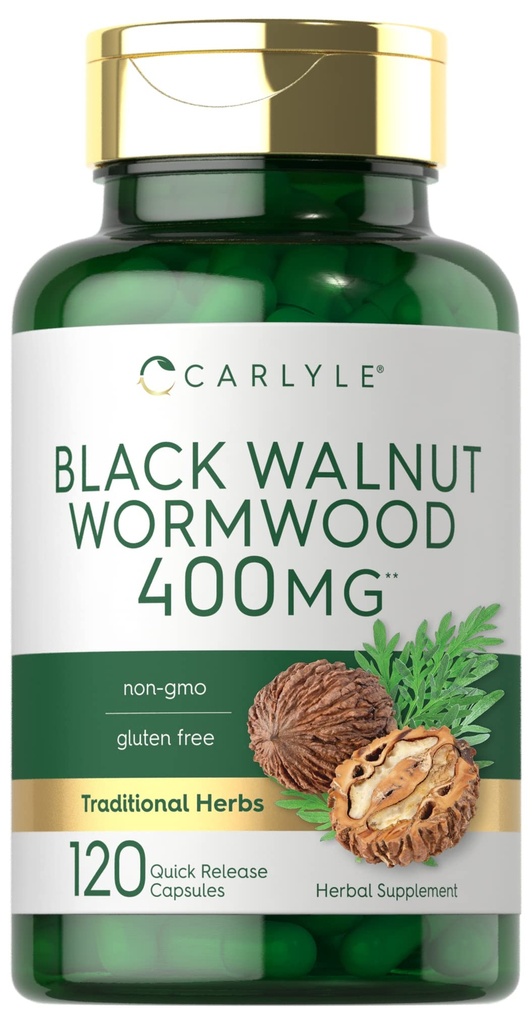 Carlyle Black Walnut Wormwood ttesmå 124; 120 Capsules ttesmå 124; Urtekompleks 124; Non- GMO, Gluten Free