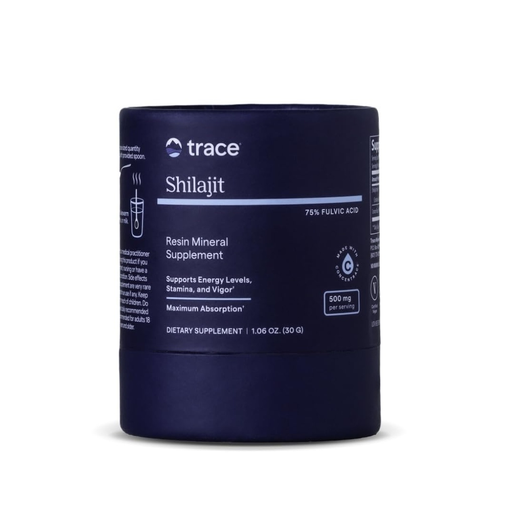 Trace Minerals Shilajit Resin 500mg - Kosttilskud til hjerne og fordøjelse - Mineral supplement til støtte immunforsvar & daglig energi - Formel med Fulvic Acid - 30g (ca. 60 Servere)