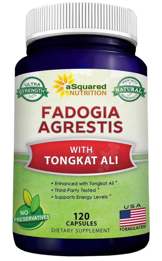 aSquared Nutrition Fadogia Agrestis 1000mg & Tongkat Ali 400mg - 120 kapsler - Fadogia Agrestis Extract Supplement og Powder Complex Pills