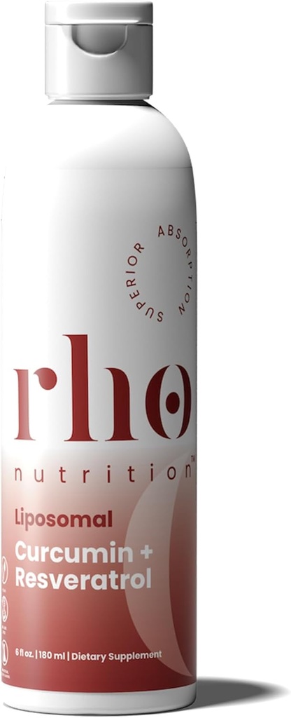 Rho Nutrition Liposomal Curcumin + Resveratrol (1 Pack) - Ultra High Absorption Liquid Curcumin Supplement - fremmer fælles komfort, mobilitet, cellulær sundhed og generelt velvære