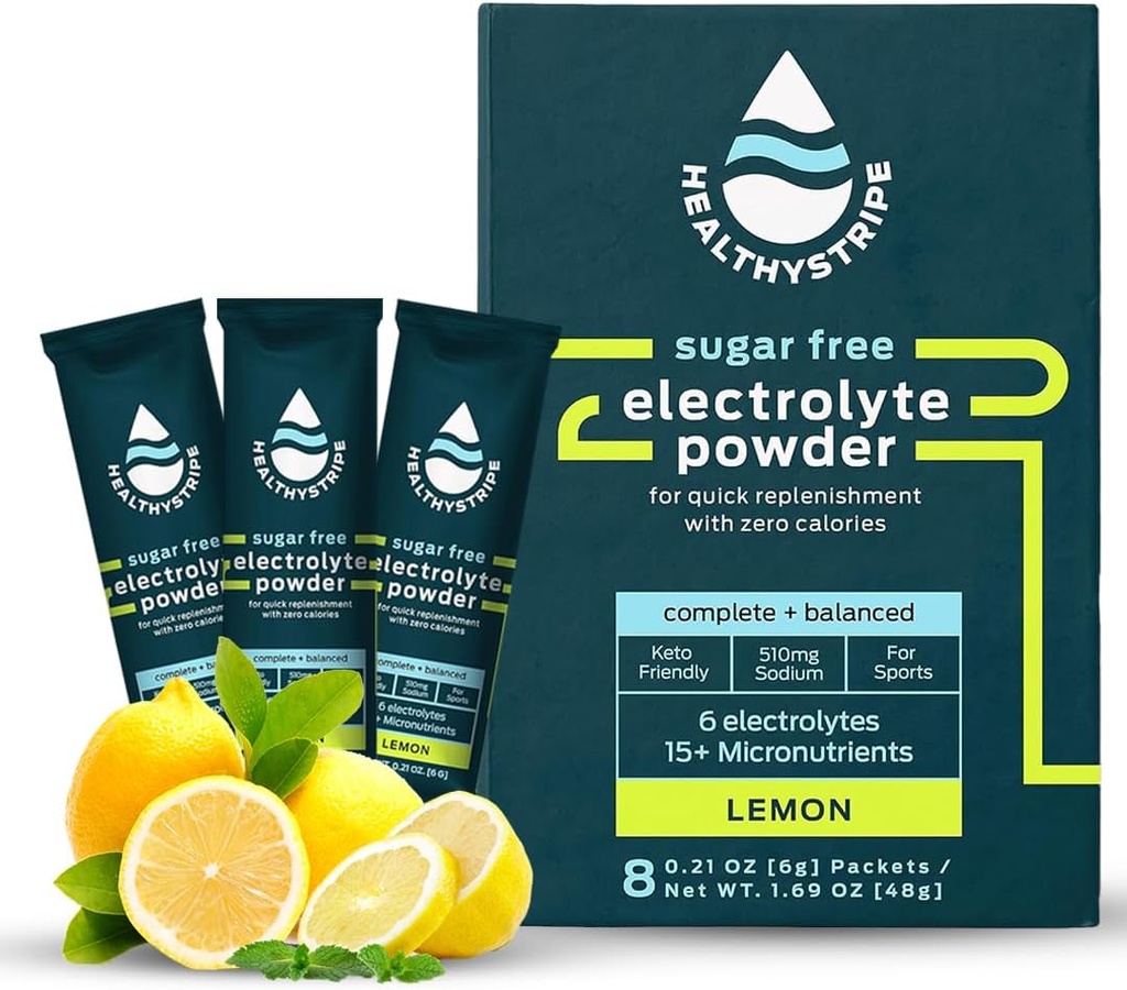 Sugar Free Electrolyte Powder Drink Mix med 15 mikronæringsstoffer, aktiv inddrivelse og hydrering til sport, vandreture og aktiv livsstil, Ingen kalorie, Keto - 8 Pack
