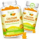 Calcium Magnesium Zinkgummier med D3- og K2- vitamin, høj absorption Magnesiumglycinat Kalium til immun og rolig mood, Vegan Orange Flavor 120 gummies