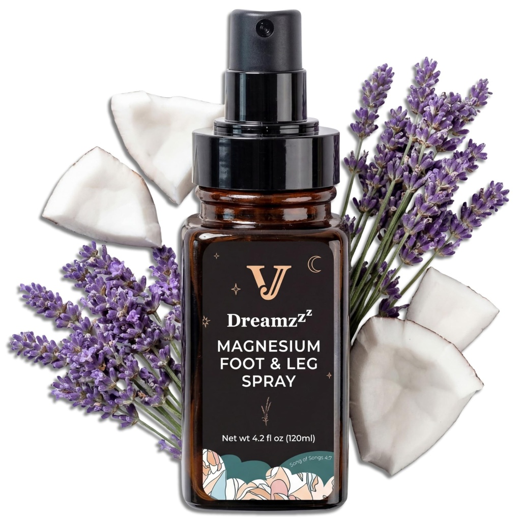 Dreamzzz Magnesium Spray til fødder og søvn - Blended Formel Magnesium Oil med Lavendel & kokosolie - Topical Magnesium Body Foot og Leg Spray til kvinder - Reduceret Stickiness - 4.2 oz