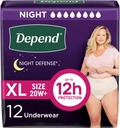 Depending Night Defense Voksenbleer, Inkontinens & Postpartum Brege Læbe Undertøj til kvinder, Disponible, Overnatning, Extra- Large, Blush, 12 Greve, Packaging May Vary