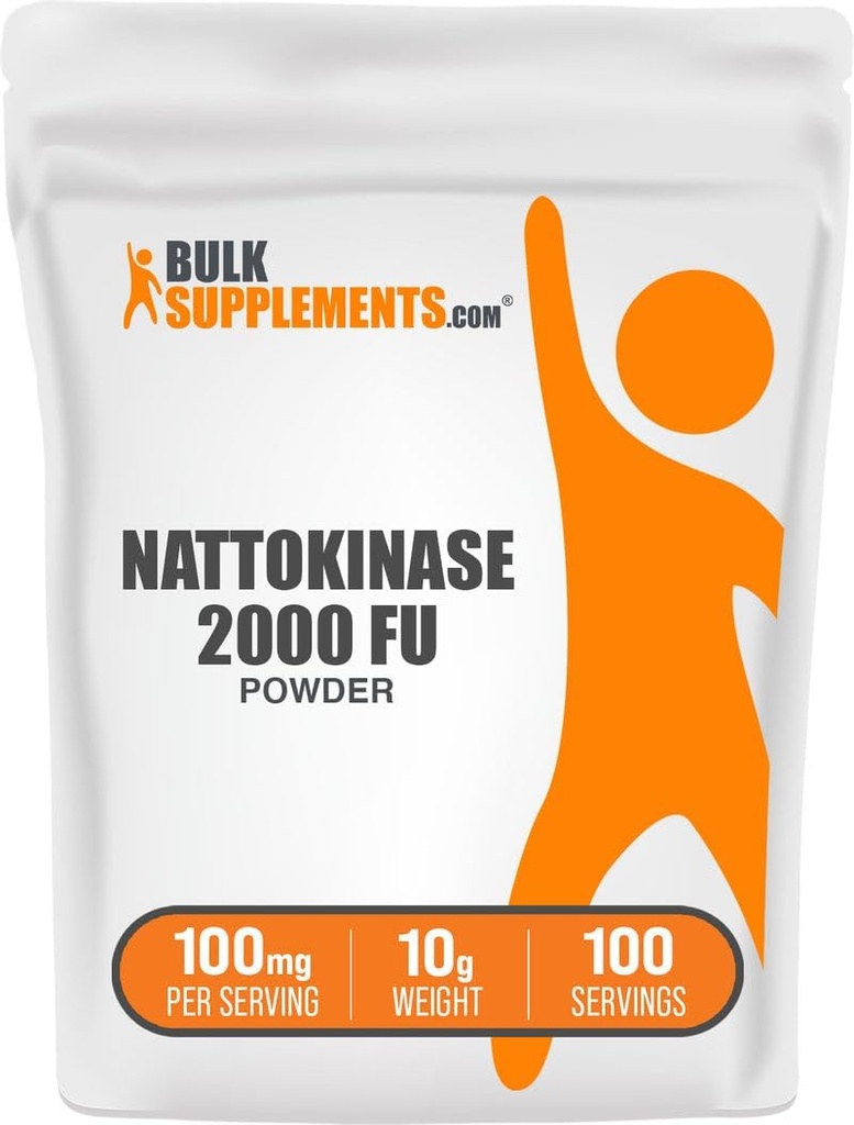 BulkSupplements.com Nattokinase 2000 FU Powder - Sourced from Natto Extract, Nattokinase Supplement - 100mg of Natto Powder per Serving, 10g (0.35 oz) (Pack of 1)