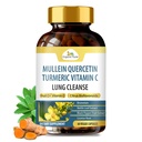 Økologisk Veda Mullein Gurkemeje Quercetin Lung Cleanse Kapsler - Kraftfulde Bioflavonoider, Superfrugt C-vitamin, bromelain, Mullein Leaf Extract - Bronchial & Clear Lungs Supplement - 60 Veganske piller