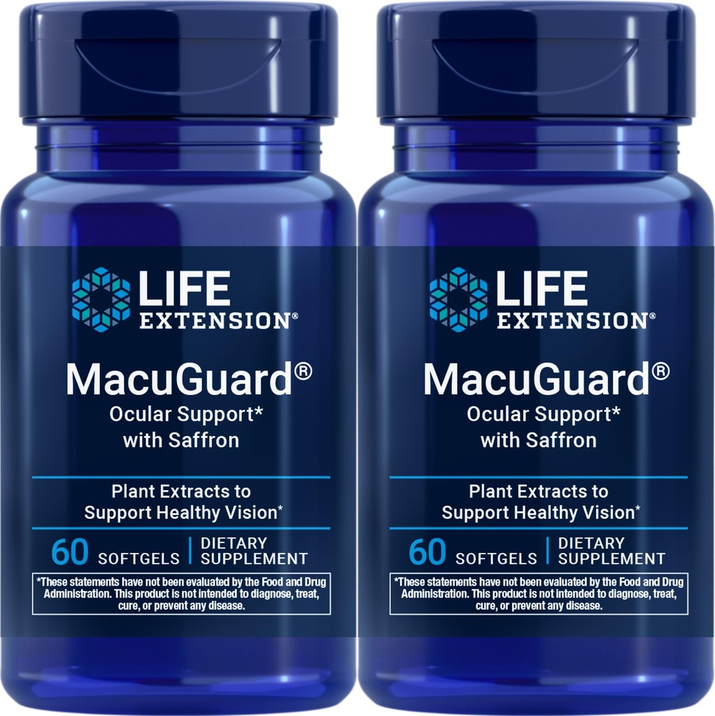 Life Extension MacuGuard Ocular Support med Safran, 60 softels (Pack of 2)