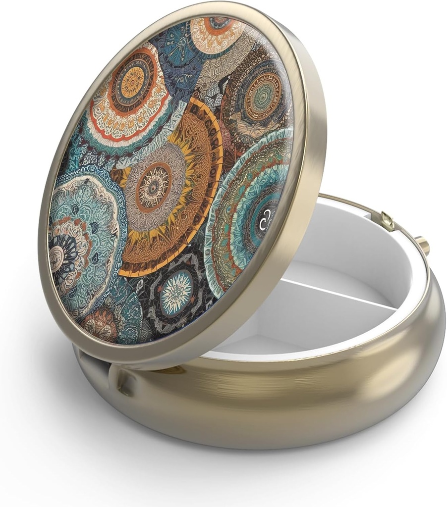 Pill Box 3 Segment Lille Pill Case, Portable for Pocket eller Purse Pill Organizer Pill Container Holder til at holde vitaminer, medicin, fiskeolie og kosttilskud (Blue Cracked Marbling)