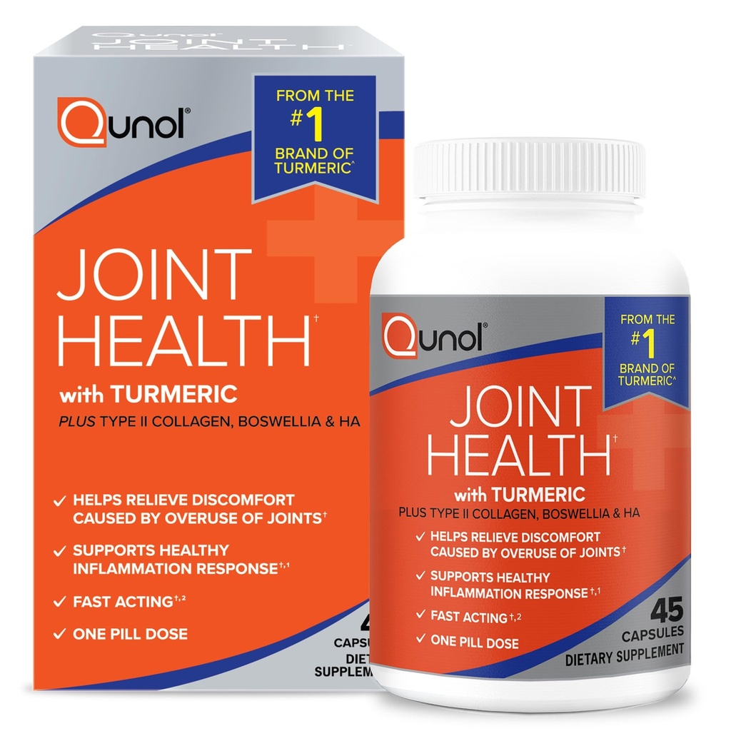 Qunol 5- in-1 Fælles supporttillæg, hurtigt virkende, én pilledosis, Support Sund Inflammation Response & Diskomfort forårsaget af overdreven brug af Joints, Alternativ til Glucosamin Chondroitin MSM, 45 Greve