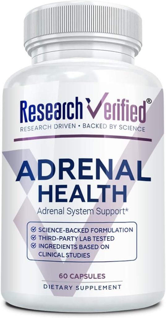 Forskning Verified Adrenal Support - 60 kapsler - Support Adrenal Gland funktion, Boost Energy, Balance Cortisol - Svampe, B-Vitamin, Bioflavonoider, BioPerine