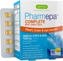 Igennus Pharmepa Complete EPA 668mg & DHA 334mg Omega-3 Fedtsyrer 1000mg, IFOS Certified, rTG Form, High Potence Fish Oil Plus Omega- 6 & 9 fra GLA Evening Primrose Oil, Lemon Flavor, 60 Softgels