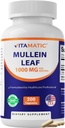 Vitamatic Mullein Leaf 1000mg per servering - Understøtter sunde luftveje, bronkial og immunfunktion - 200 kapsler