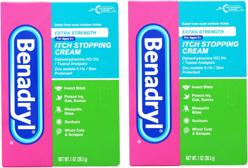 Benadryl Extra Strength Anti-Itch Cream 1 Oz Tube (pakke med 2)