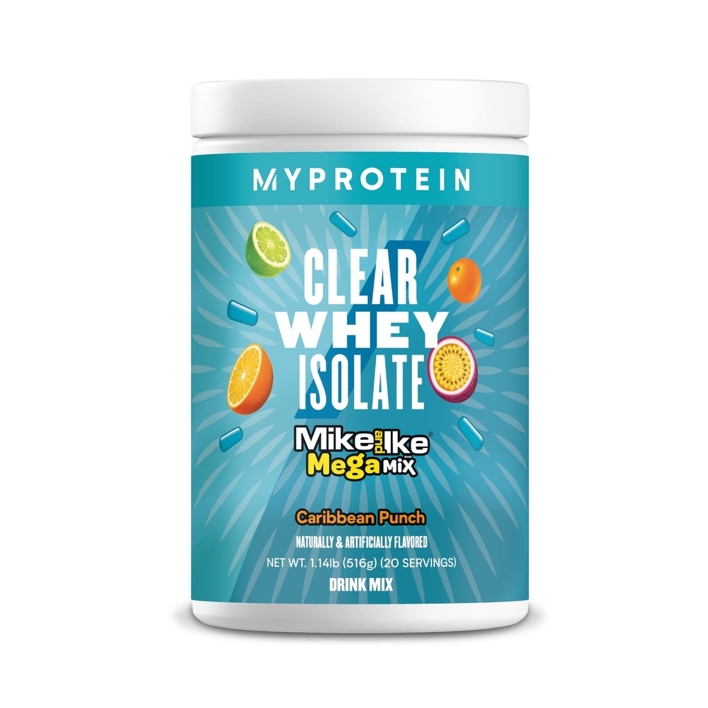 Myprotein Clear Whey Isolate Protein Powder, 1.1 Lb (20 Servere) Fruity Mike og IKE Caribbean Punch Drink Mix, 20g Protein per servering, Daglig drink for Superior Performance