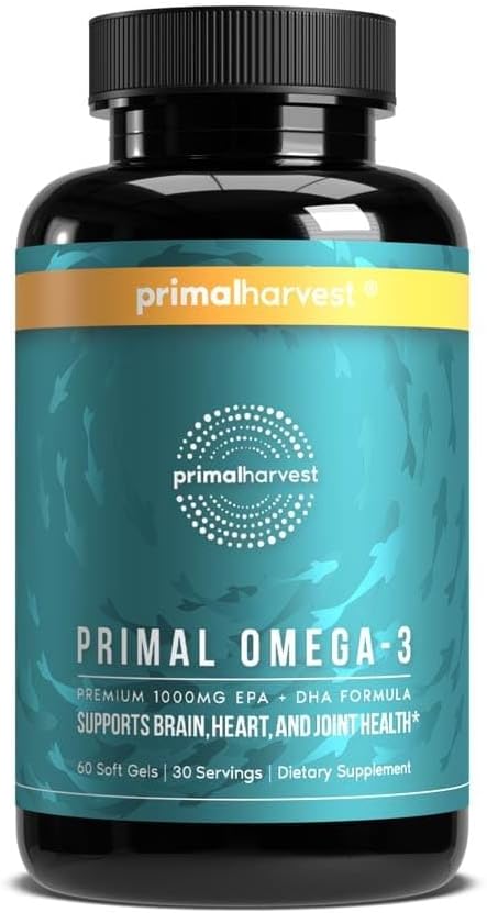 Primær høst Omega 3 Fish Oil Kosttilskud, 30 Servere Soft Gels Kapsler w / 1000mg EPA + DHA Kosttilskud, Ingen Fishy Burps Non- GMO Omega 3 Fedtsyre
