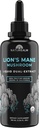 Natureals Lions Mane Mushroom Liquid Tinktur Supplement - Fokus, Hukommelse & Hjerne Sundhed, Vegan, Non- GMO - Organic Fruiting Bodies, 2 Month Supply