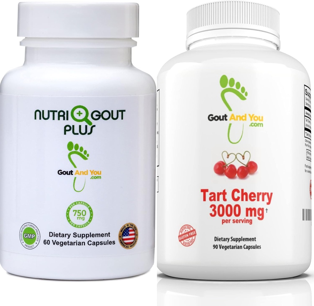 Gut og du NutriGout Plus Uric Acid Support og Tart Cherry Extract 3000 mg Bundle