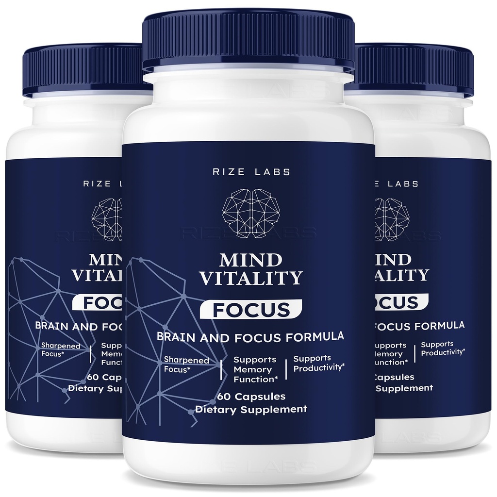 rize laboratorier Mind Vitality Focus Brain Supplement, Mind Vitality to Boost Focus and Concentration & Undgå middagstid Træthed, Mind Vitality Advanced Formel Anmeldelser (180 kapsler) (pakke med 3)