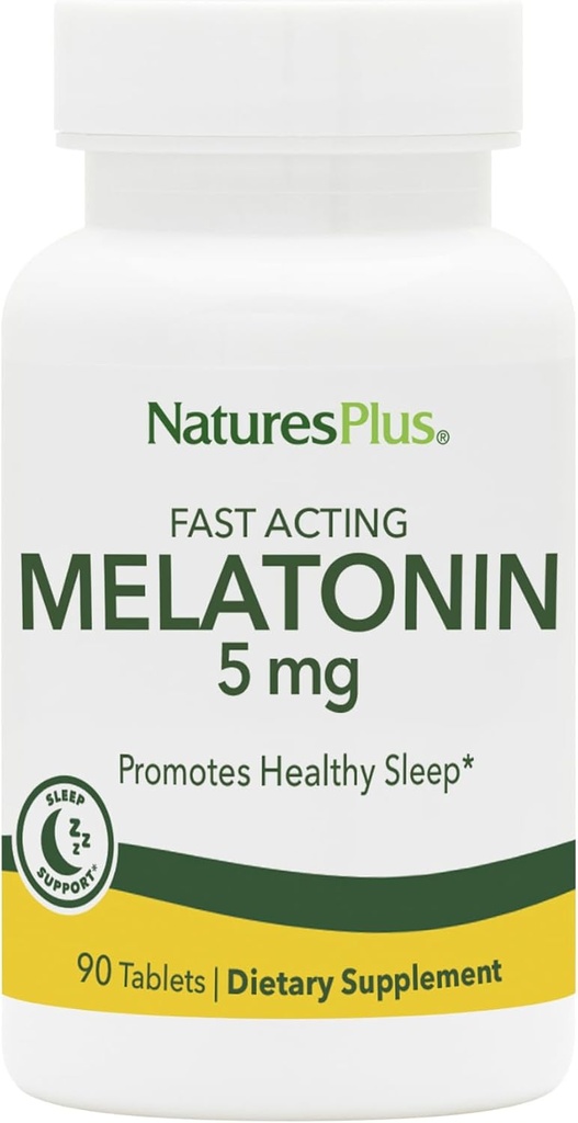 Nature Plus Melatonin 5 mg - 90 Fast- Fungerende tabletter - Vegan, Gluten Free - 90 Servere