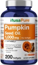 NusaPure Pumpkin Seed Oil 1000mg 200 Softgel kapsler (Non-GMO, Soyfree) naturligt occurring Phytosteroler
